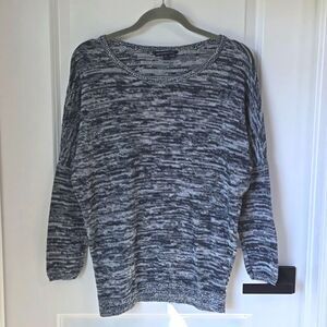 American Eagle Heather Light Gray & Dark Blue Dolman Sleeve Sweater - Size Small